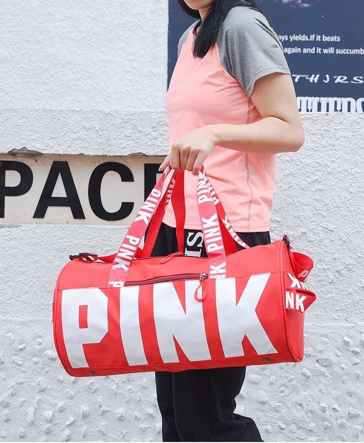 Womens Pink Canvas Travel Duffle Bag